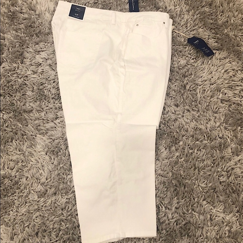 Charter Club Women Plus 24W Bristol Capris White Stretch Tummy Slimming 5-Pocket